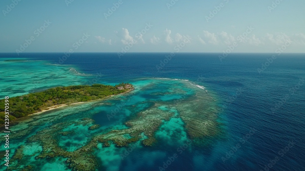 Naklejka premium Aquatic Paradise: A Hidden Lagoon with Crystal-Clear Waters