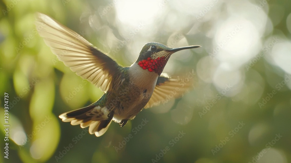 Fototapeta premium Ruby-Throated Hummingbird: A Flash of Color 