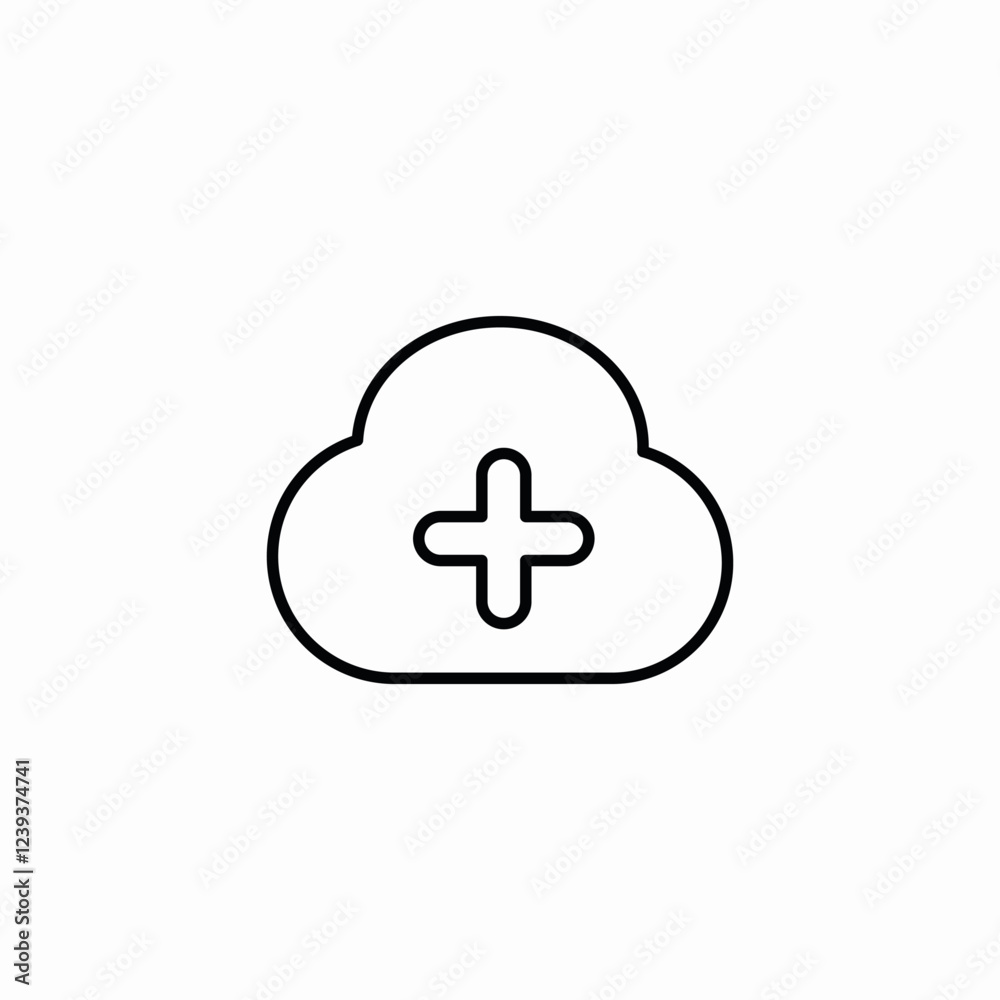 system cloud add icon sign vector system cloud add icon sign vector