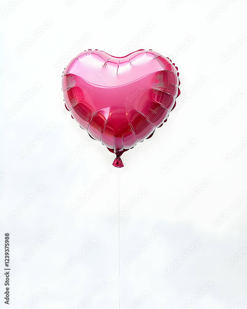 custom made wallpaper toronto digitalA single pink heart-shaped balloon floating above the ground against pure white background