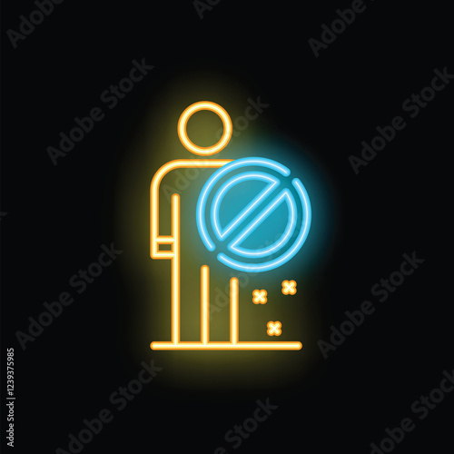 Neon sign of a person with increased immunity resisting viral attack