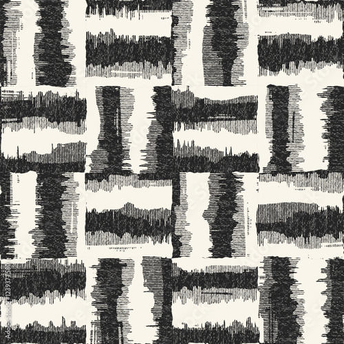 Monochrome Grain Broken Graphic Tile Check Pattern