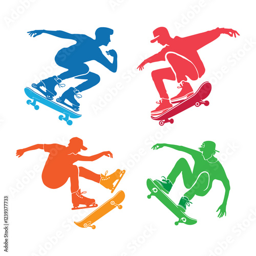 snowboarder jumping vector