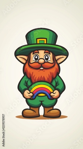 Wallpaper Mural Adorable Leprechaun Cartoon Character Holding Rainbow Saint Patrick's Day Illustration Torontodigital.ca