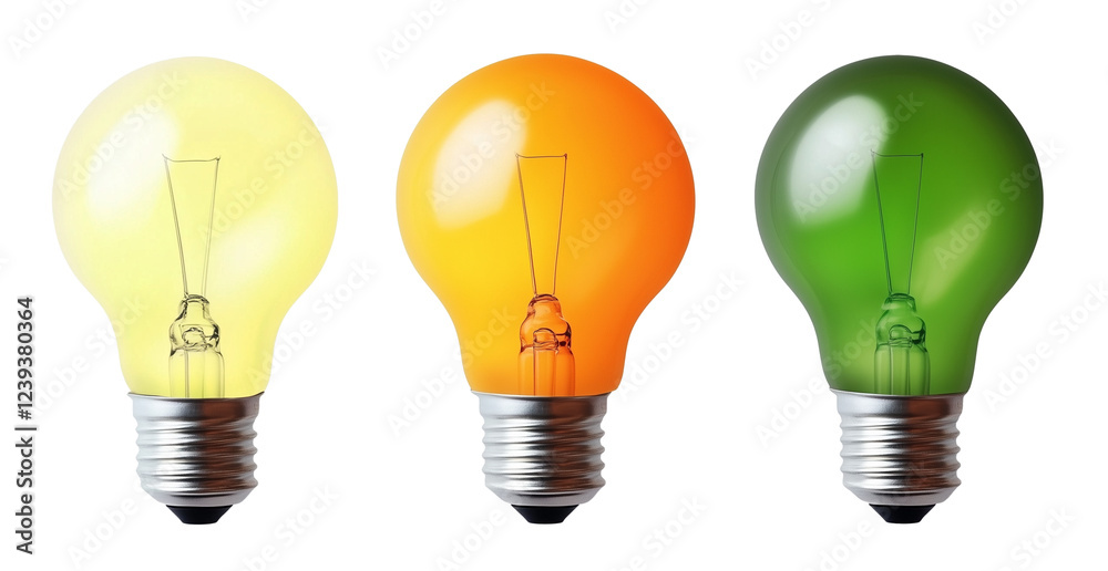 Set of three light bulbs isolated on transparent background. 3d rendering Set of three light bulbs isolated on transparent background. 3d rendering