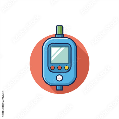 Medical Glucometer Vector Icon for Diabetes Monitoring