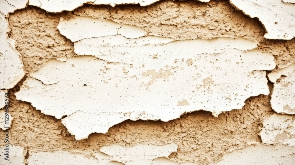Fototapeta premium Cracked and Peeling Paint on a Textured Wall Surface Close-Up