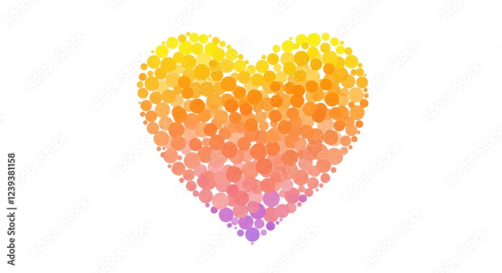 A heart composed of numerous small dots the dots are color in a variety of hues including shades of orange peach and lilac on white background A heart composed of numerous small dots the dots are color in a variety of hues including shades of orange peach and lilac on white background