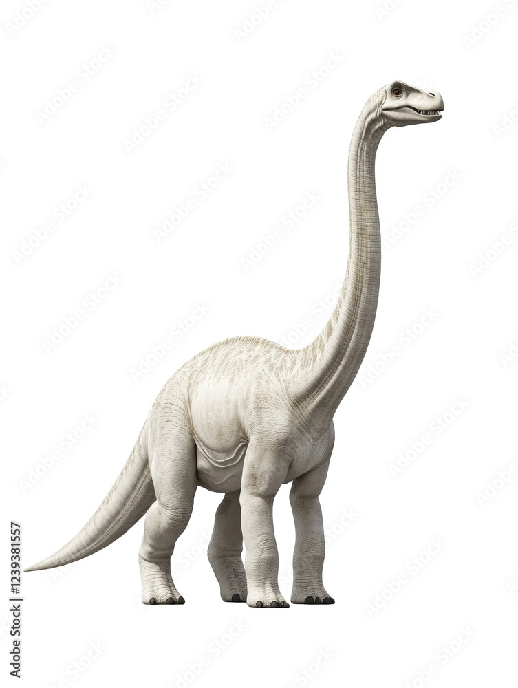 Isolated White Albino Brachiosaurus Dinosaur Full Body Isolated White Albino Brachiosaurus Dinosaur Full Body