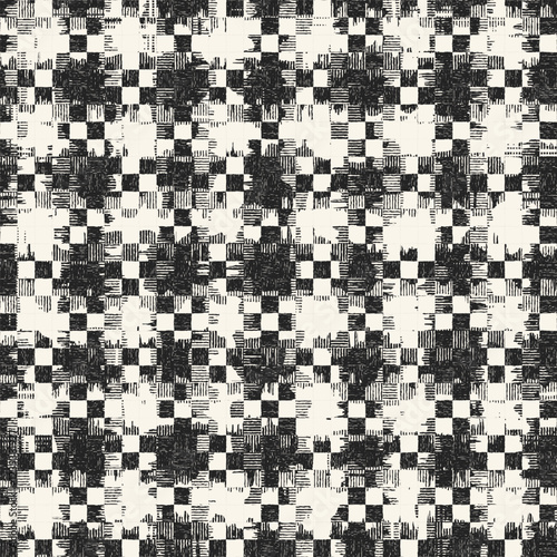 Monochrome Grain Broken Graphic Tile Check Pattern