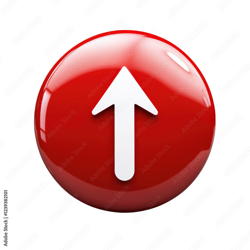 Isolated Red Glossy Up Arrow Circle Button Isolated Red Glossy Up Arrow Circle Button