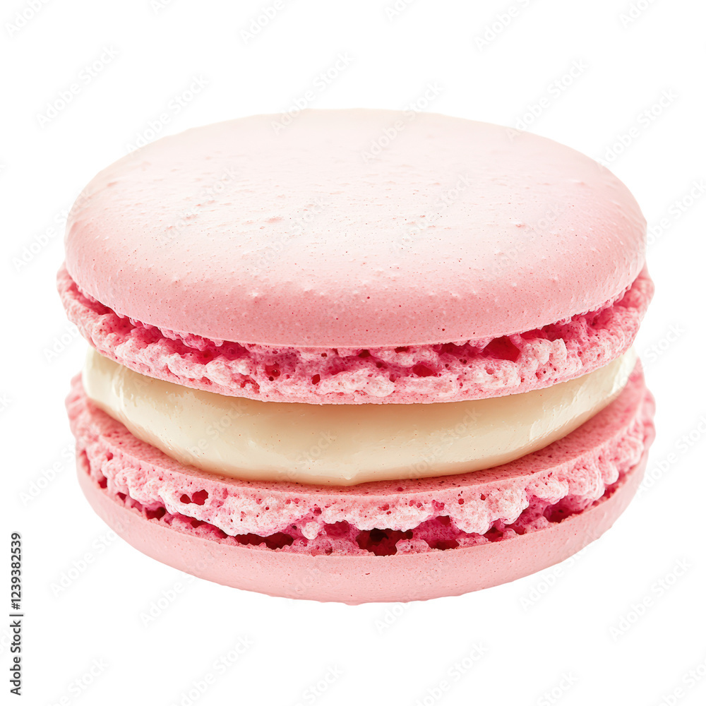 Isolated Pink Macaron with White Cream Filling Isolated Pink Macaron with White Cream Filling