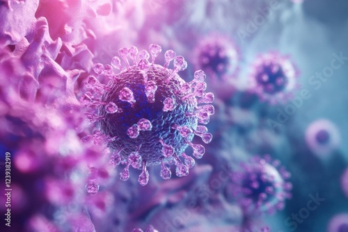 Respiratory virus infection causing dangerous lung disease in a detailed 3D illustration view. Generative AI