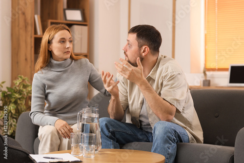 Male drug addict talking to...