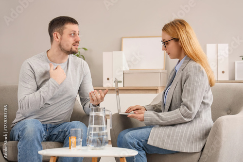 Female psychologist working...