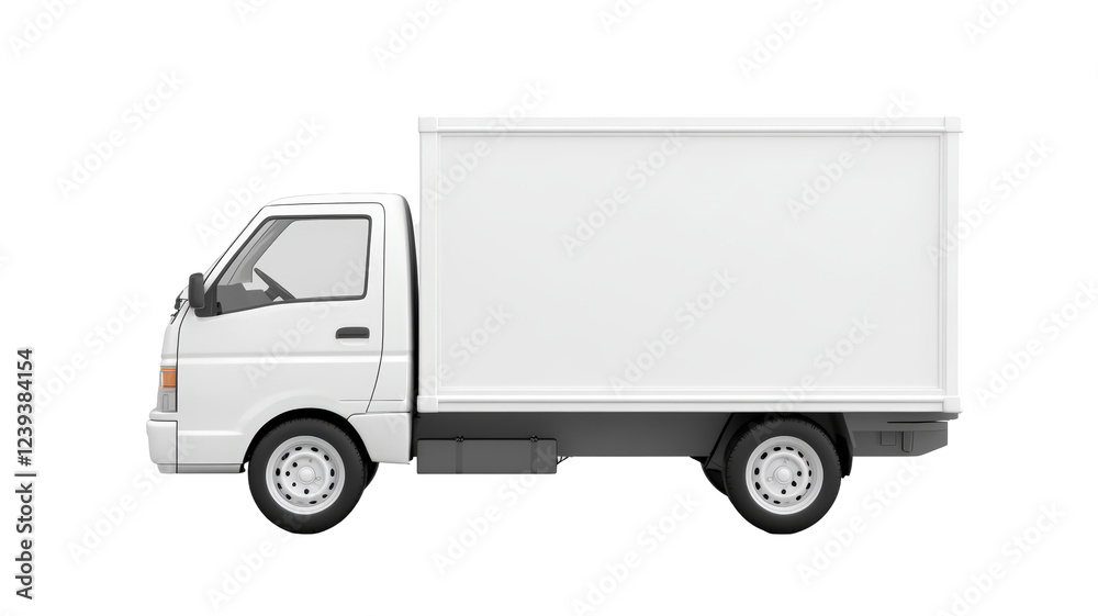 Isolated White Box Delivery Truck Side View Isolated White Box Delivery Truck Side View
