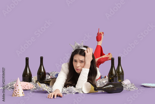 Young woman with bottles fe...