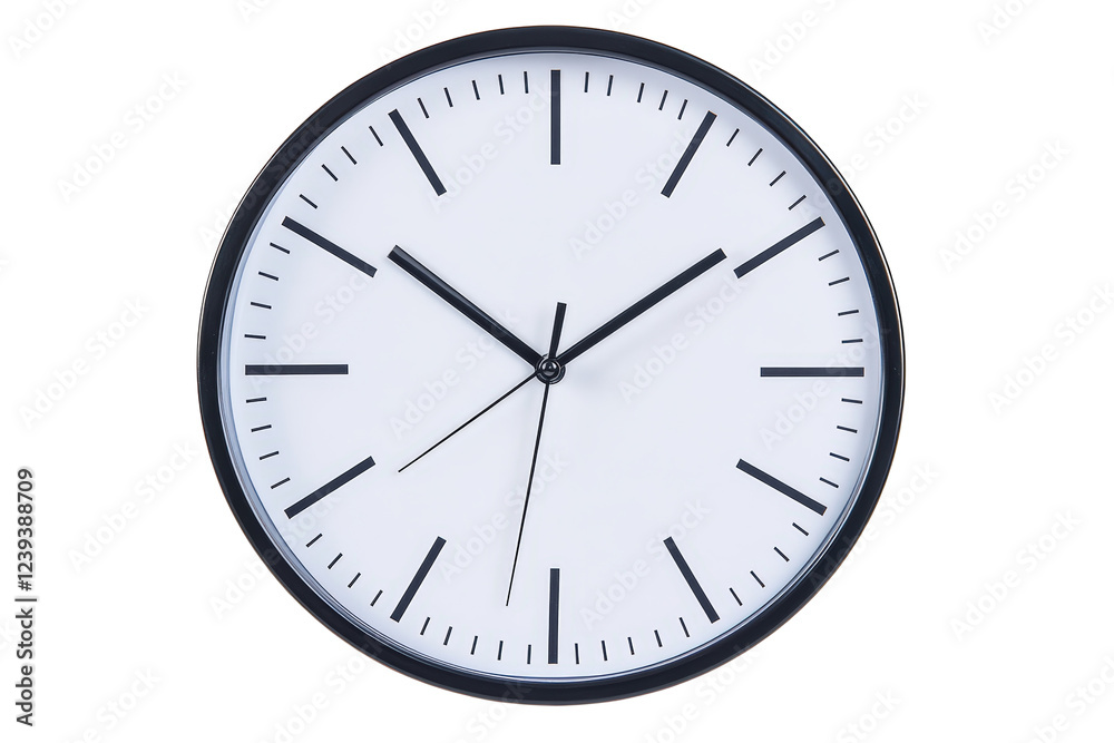 Isolated Classic Wall Clock with Black Bezel Isolated Classic Wall Clock with Black Bezel