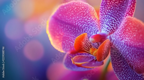 A vibrant close-up of a blooming orchid showcasing its intricate details and rich colors. This image captures the beauty of nature. Generative AI