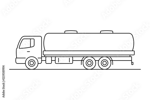 Tank truck icon. Fuel tanker. Black outline linear silhouette. Editable strokes. Side view. Vector simple flat graphic illustration. Isolated object on white background. Isolate.