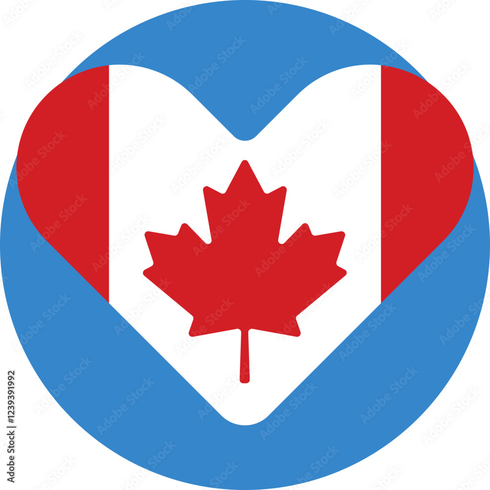 Obraz premium A heart-shaped icon featuring the Canadian flag, symbolizing love and patriotism for Canada.