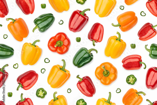Wallpaper Mural Vibrant Colorful Mini Bell Peppers Pattern On White Background Torontodigital.ca