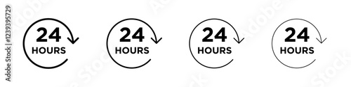 24 hours icon Flat illustration sign