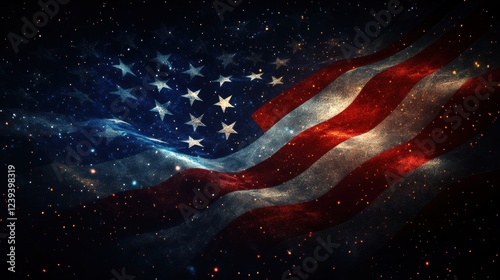 Various artistic representations of the American flag, including abstract, distressed, and vintage styles, perfect for Flag Day celebrations. photo