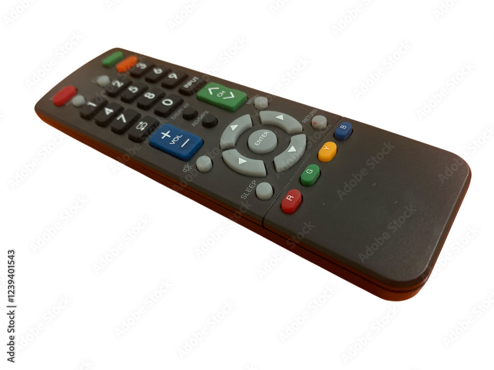 Black TV remote control isolated on a white background Black TV remote control isolated on a white background