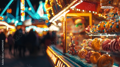 Wallpaper Mural Vibrant street food market at night with colorful lights Torontodigital.ca