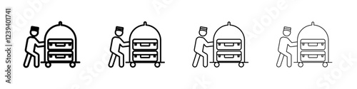 Bellboy with luggage cart icon Flat illustration sign