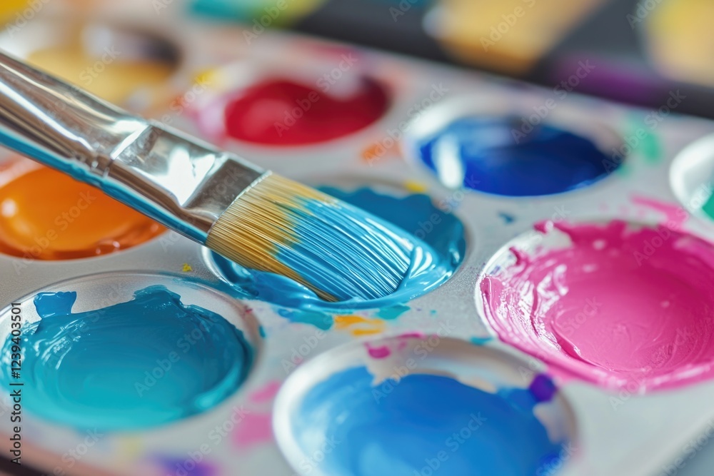 Colorful painting supplies on a palette. Colorful painting supplies on a palette.