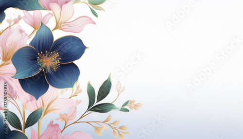 異世界に咲く青い桜　AI画像　ジェネレーティブAI