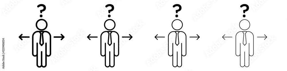 Business Decision Confusion Icon Flat illustration sign Business Decision Confusion Icon Flat illustration sign