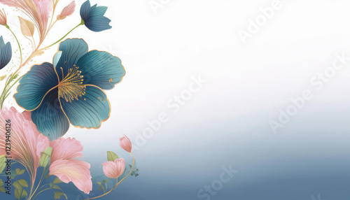 異世界に咲く青い桜　AI画像　ジェネレーティブAI