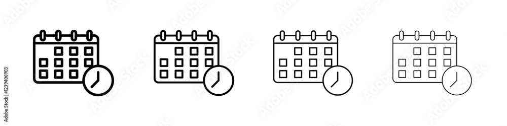Calendar clock icon Flat illustration sign Calendar clock icon Flat illustration sign