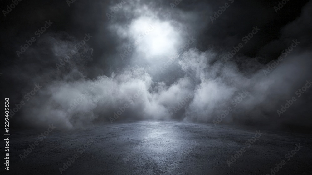 Mysterious Foggy Atmosphere with Light Breaking Through Darkness Mysterious Foggy Atmosphere with Light Breaking Through Darkness