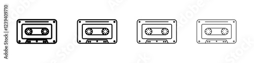 Cassette tape icon linear logo isolated