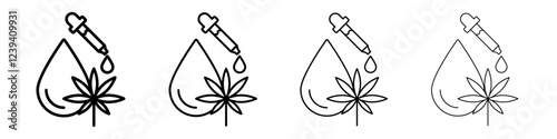 CBD oil drop icon linear logo isolated