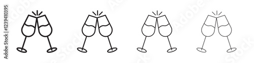 Champagne glasses icon linear logo isolated
