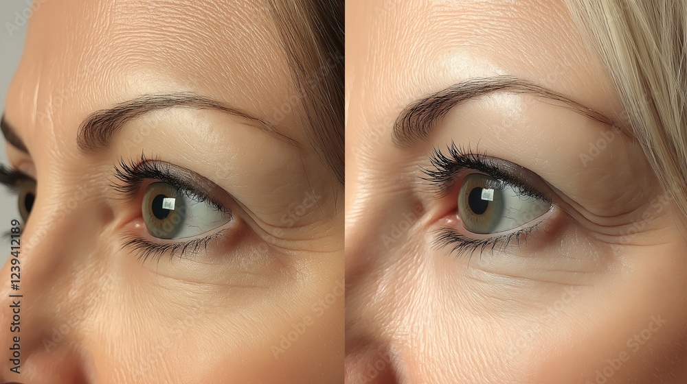 Fototapeta premium Comparison of skin texture before and after treatment for aging