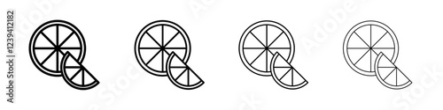 Citrus, lemon, lime, orange, tangerine slice icon linear logo isolated