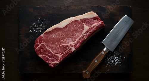 Prime New York Strip Steak on Cutting Board