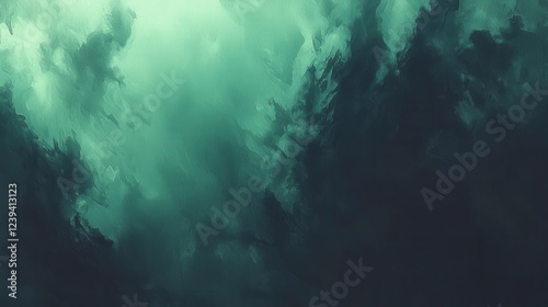 Wallpaper Mural Abstract Cloudy Sky with Shades of Green and Dark Textures Torontodigital.ca