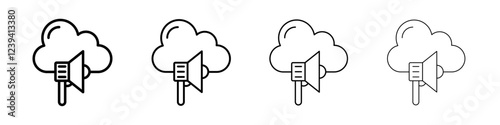 Cloud Marketing icon linear logo isolated
