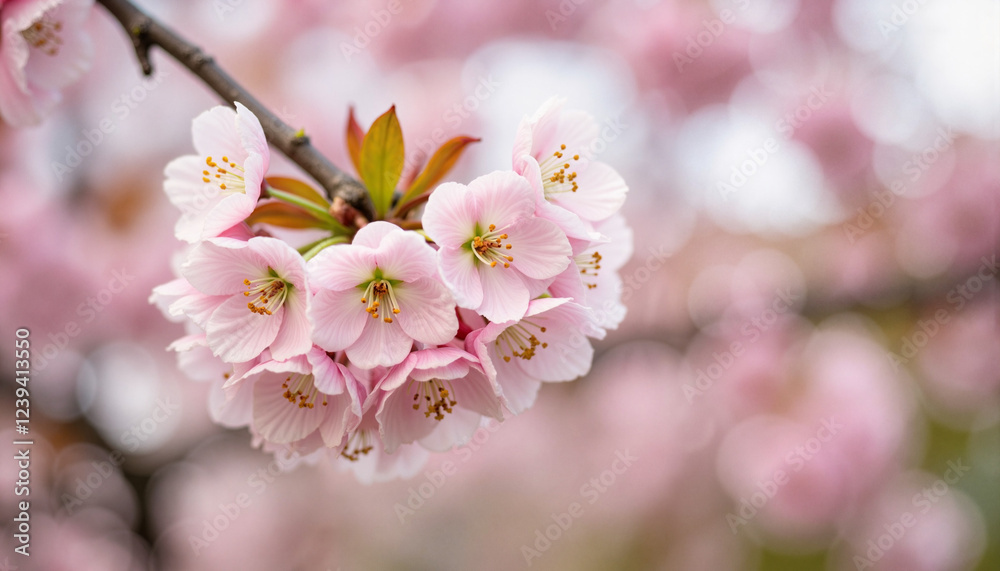 Cherry blossom flowers blooming on a branch Cherry blossom flowers blooming on a branch