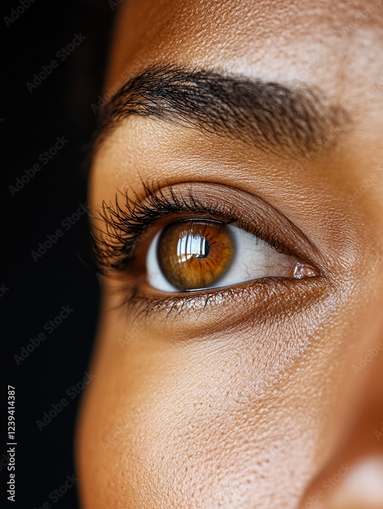 Close-up view of a person's eye with striking detail Close-up view of a person's eye with striking detail