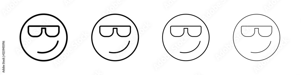 Cool Emoji Icon linear logo isolated Cool Emoji Icon linear logo isolated