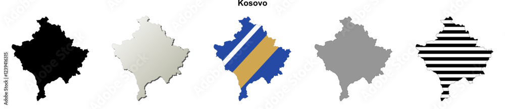Naklejka premium Kosovo outline map set