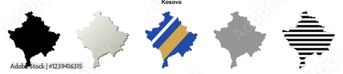 Kosovo outline map set